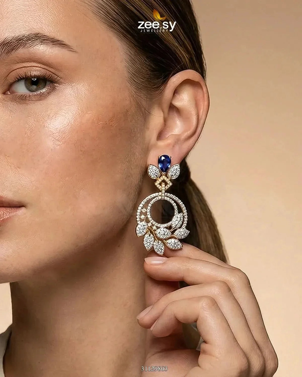 Golden Royal Round Zirconia Earrings