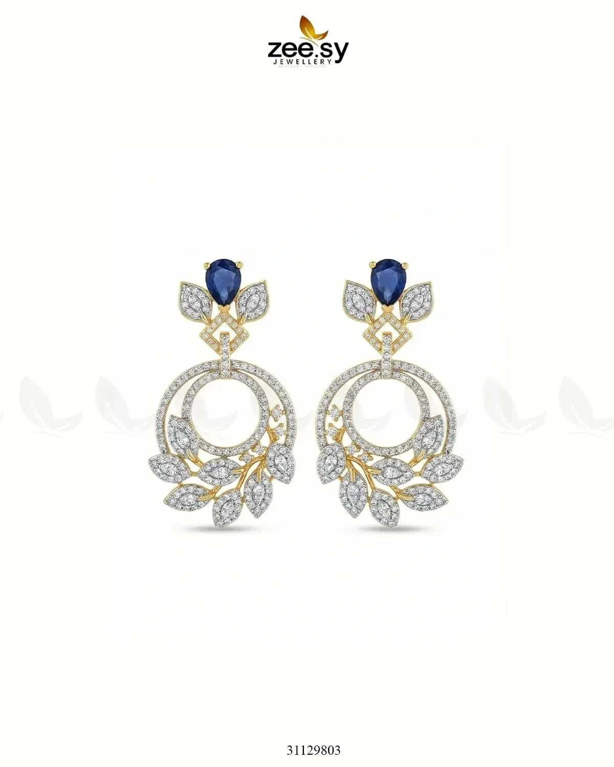 Golden Royal Round Zirconia Earrings