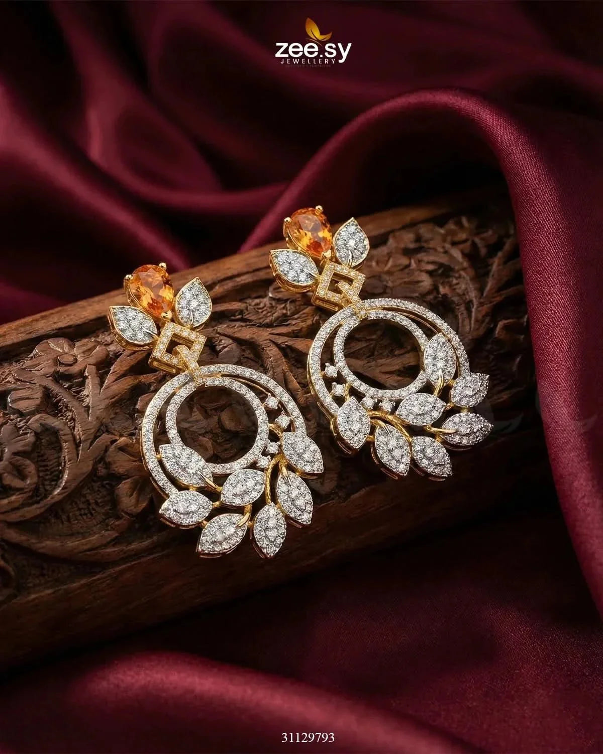 Golden Royal Round Zirconia Earrings