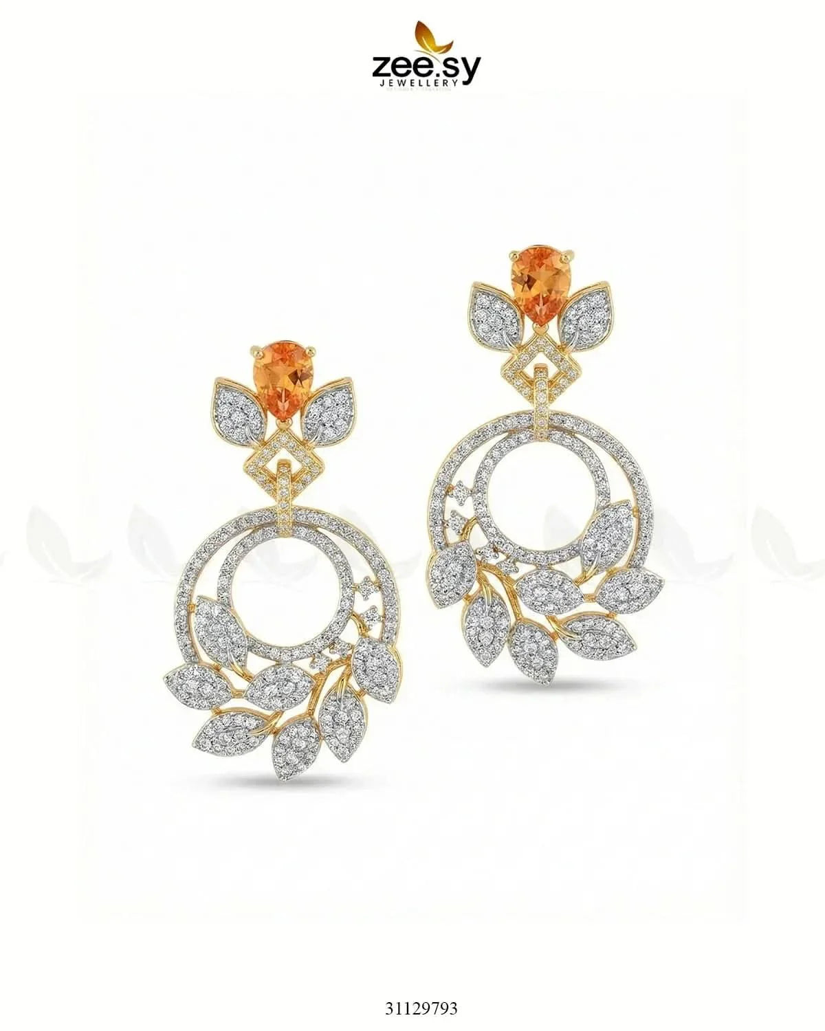 Golden Royal Round Zirconia Earrings