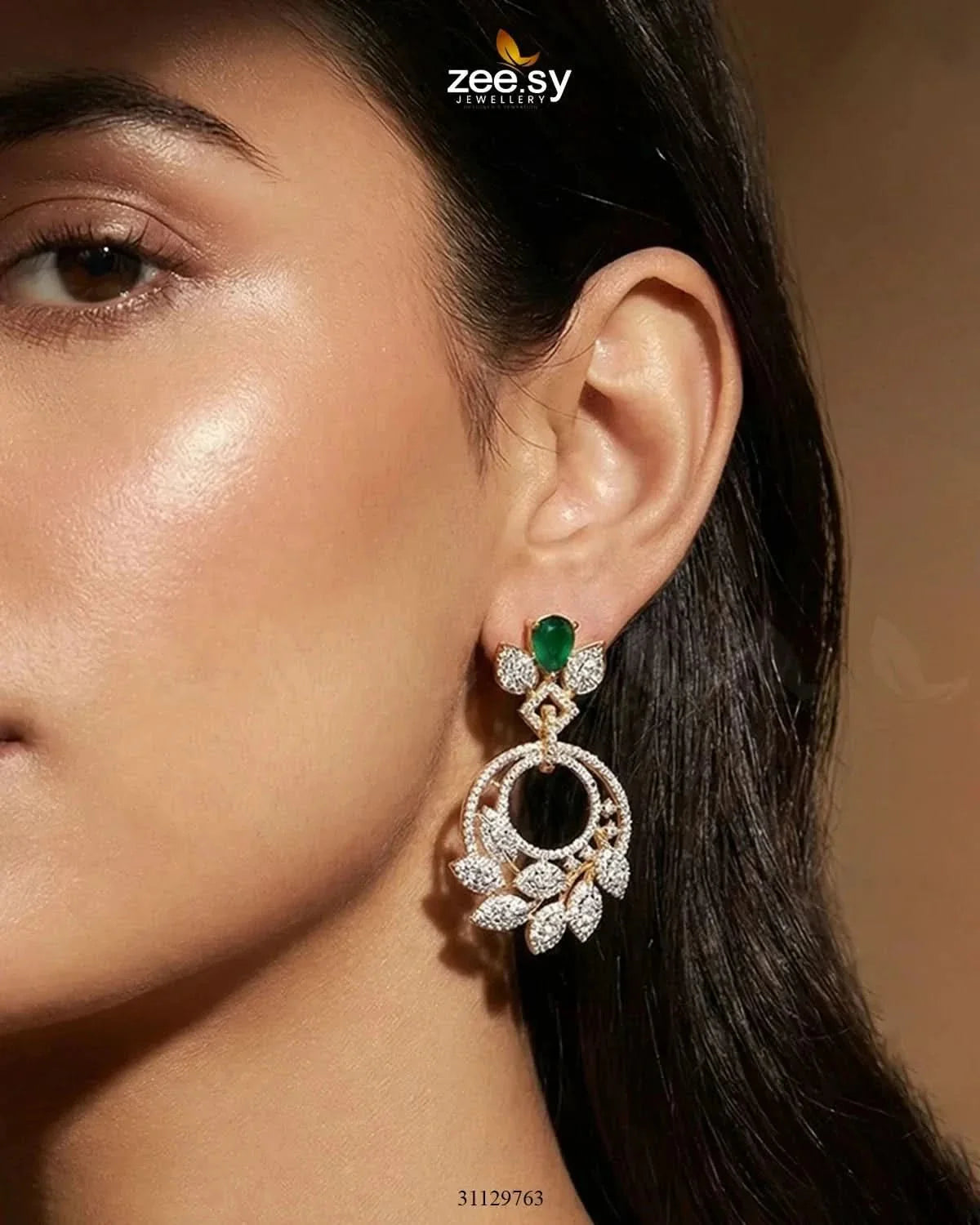 Golden Royal Round Zirconia Earrings