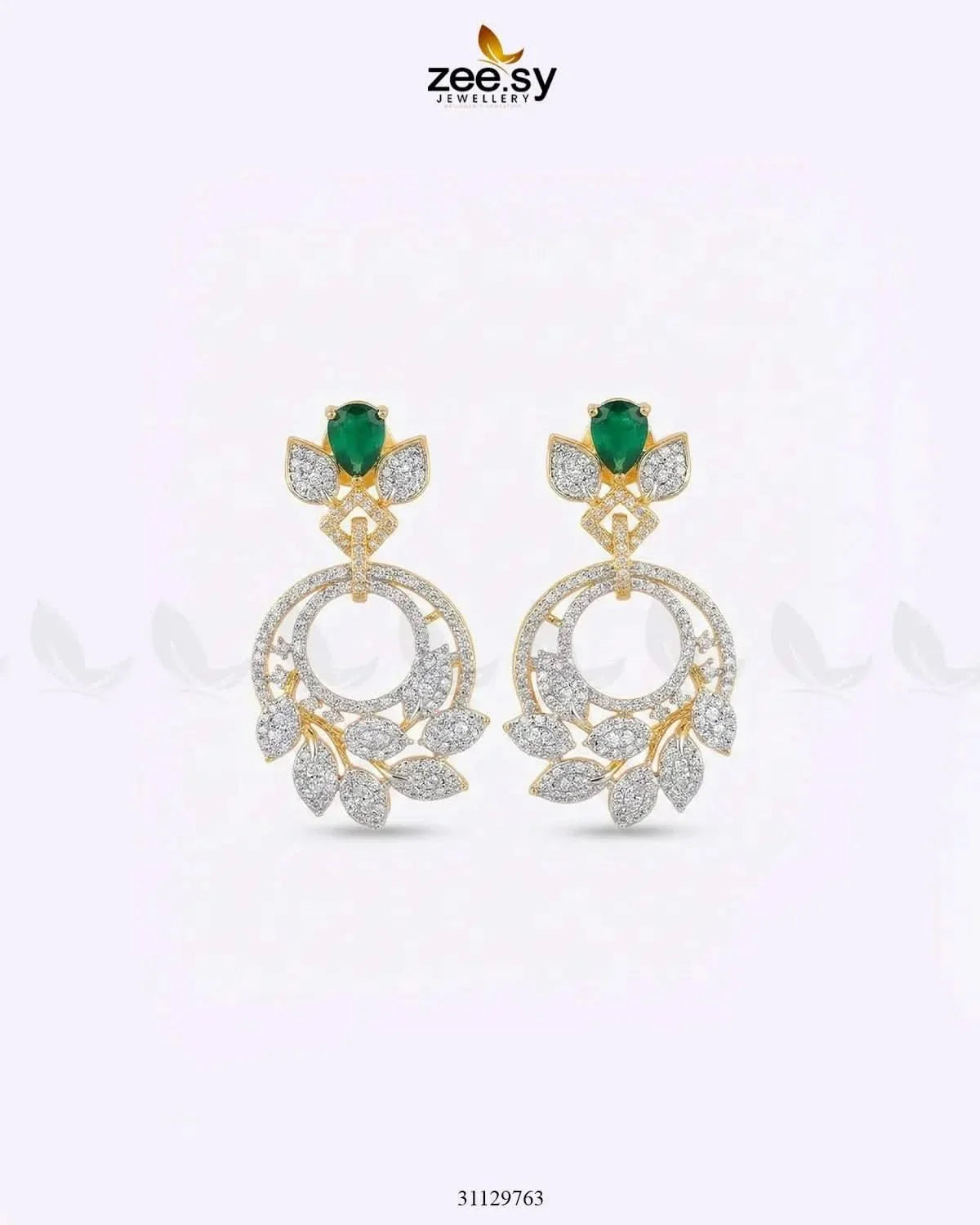 Golden Royal Round Zirconia Earrings