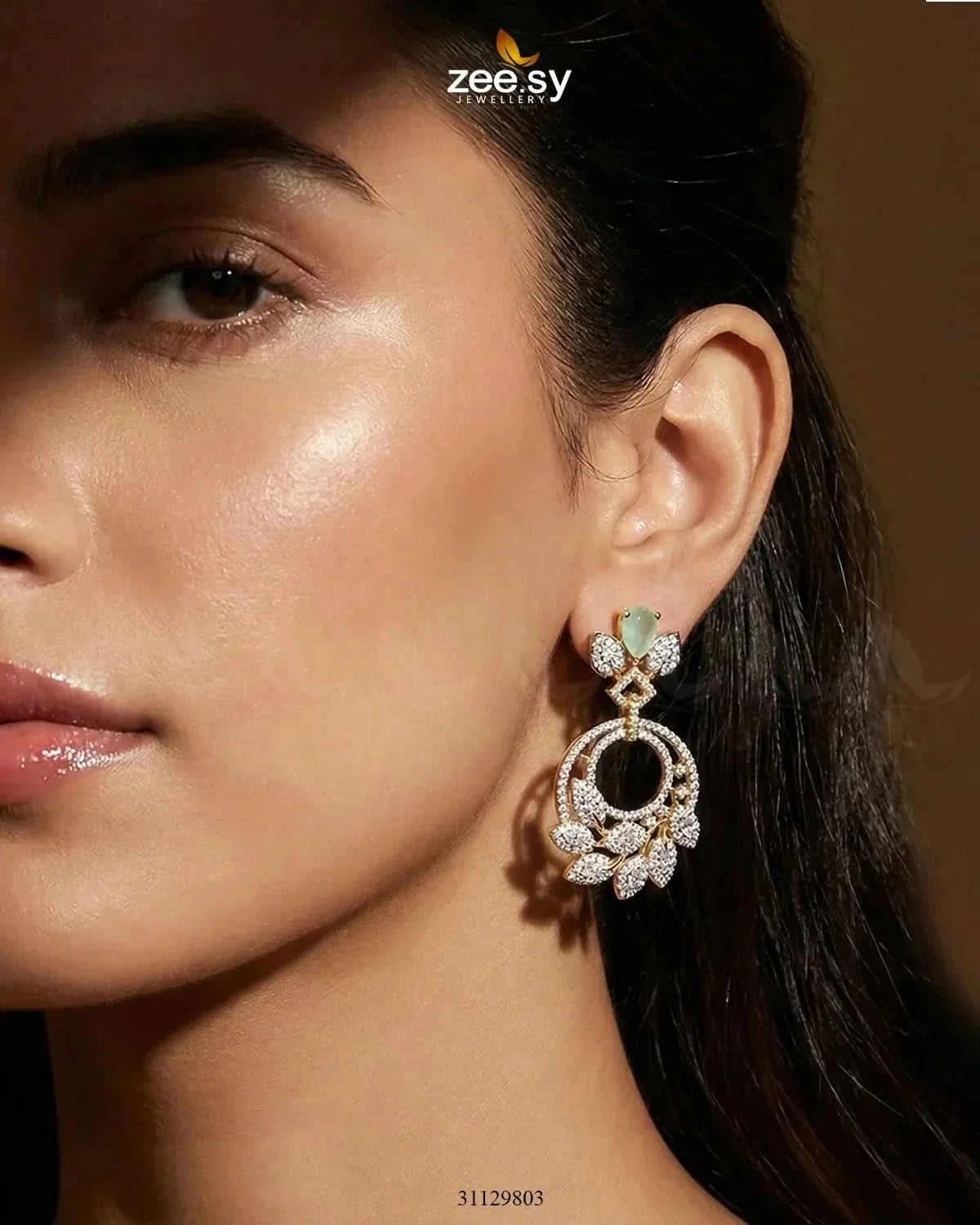 Golden Royal Round Zirconia Earrings