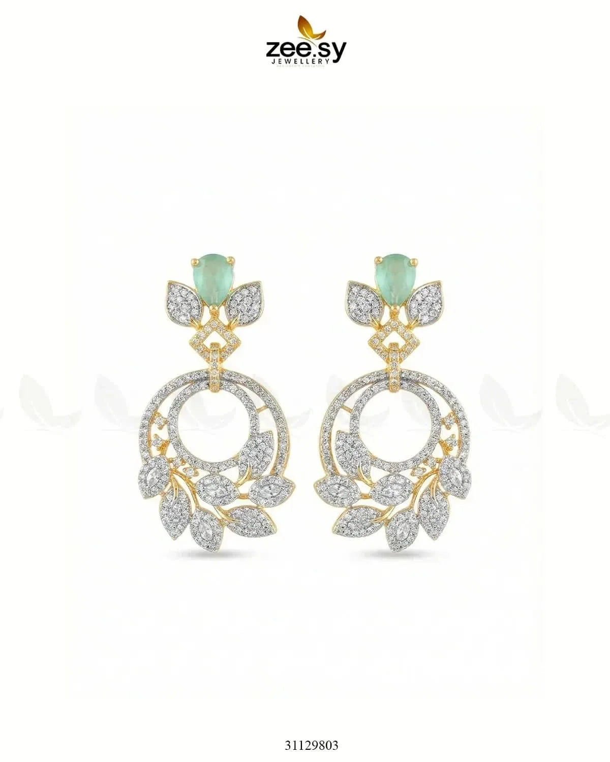 Golden Royal Round Zirconia Earrings