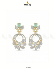Golden Royal Round Zirconia Earrings