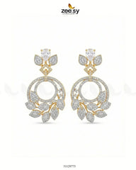 Golden Royal Round Zirconia Earrings