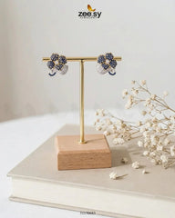 Golden Sapphires Floral Crystal Earrings