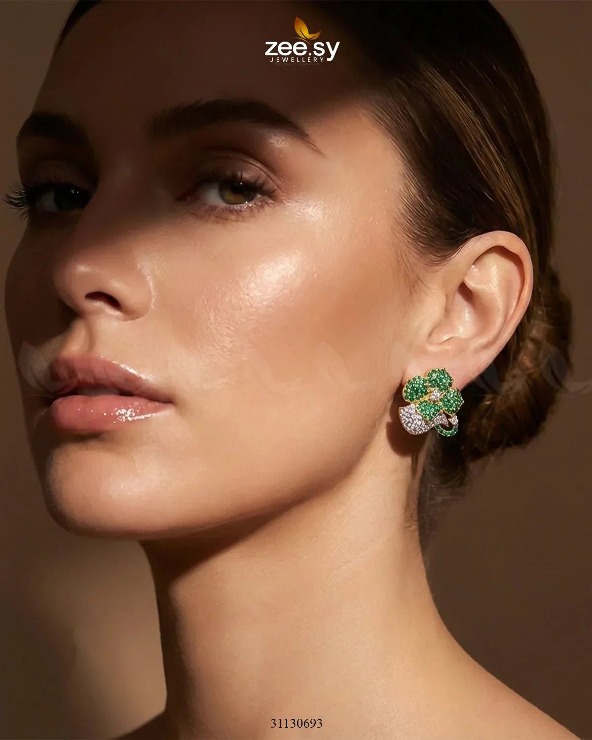 Golden Sapphires Floral Crystal Earrings