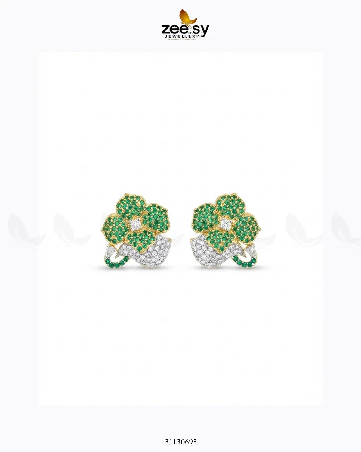 Golden Sapphires Floral Crystal Earrings