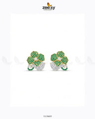 Golden Sapphires Floral Crystal Earrings
