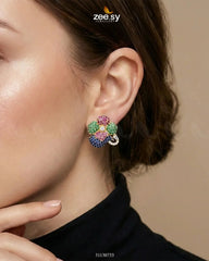 Golden Sapphires Floral Crystal Earrings