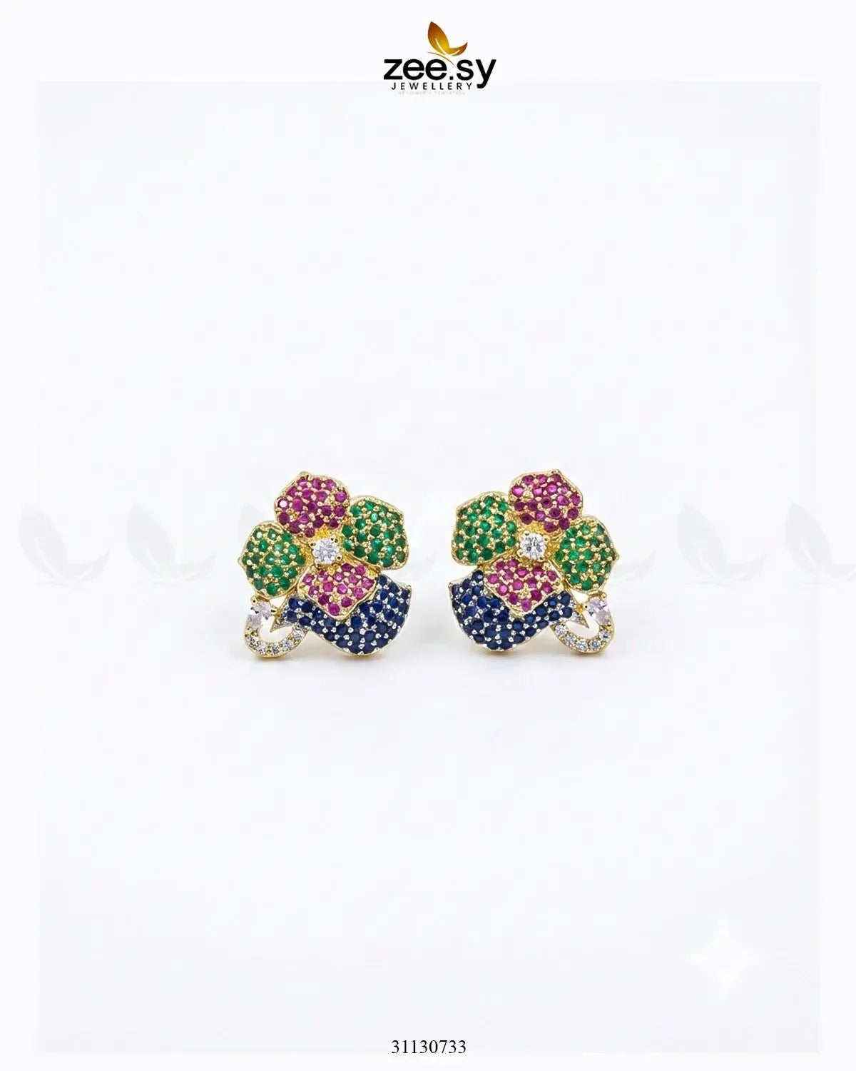 Golden Sapphires Floral Crystal Earrings