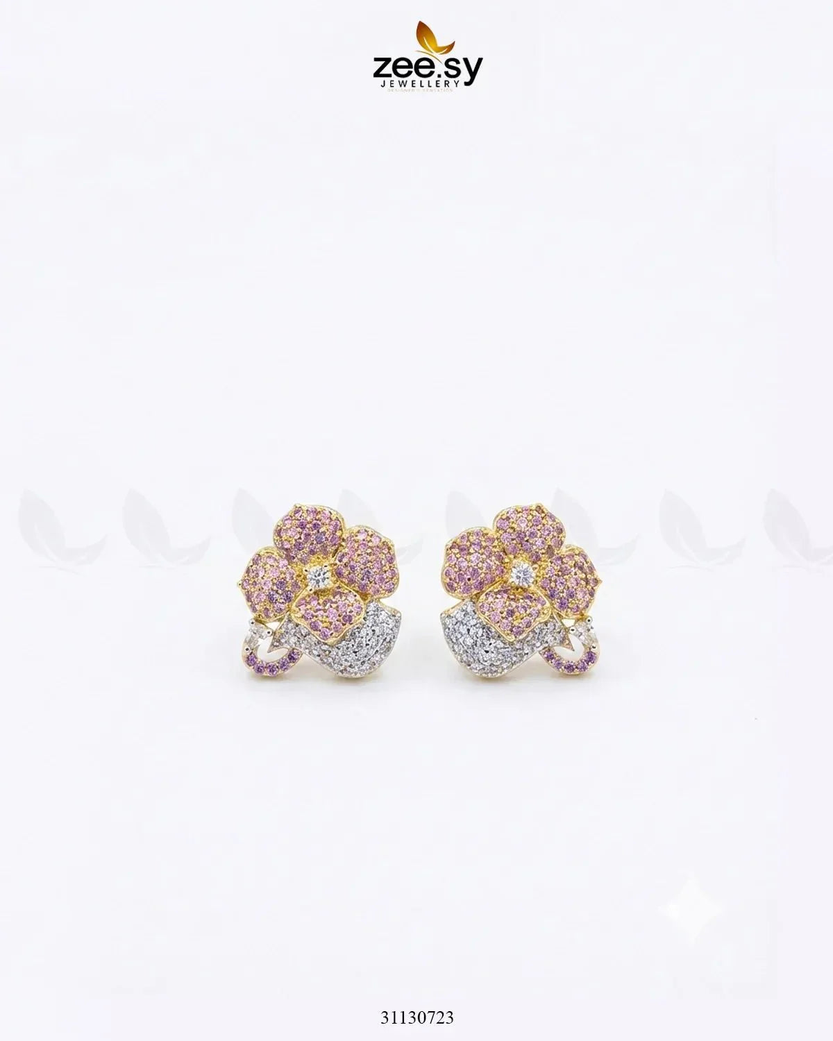 Golden Sapphires Floral Crystal Earrings
