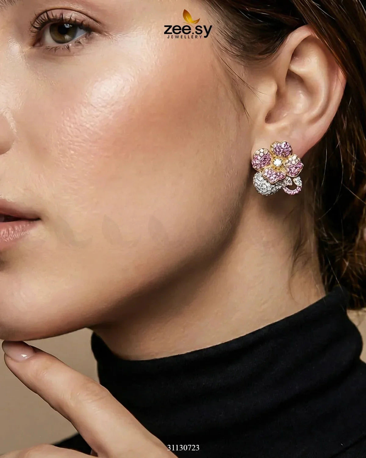 Golden Sapphires Floral Crystal Earrings