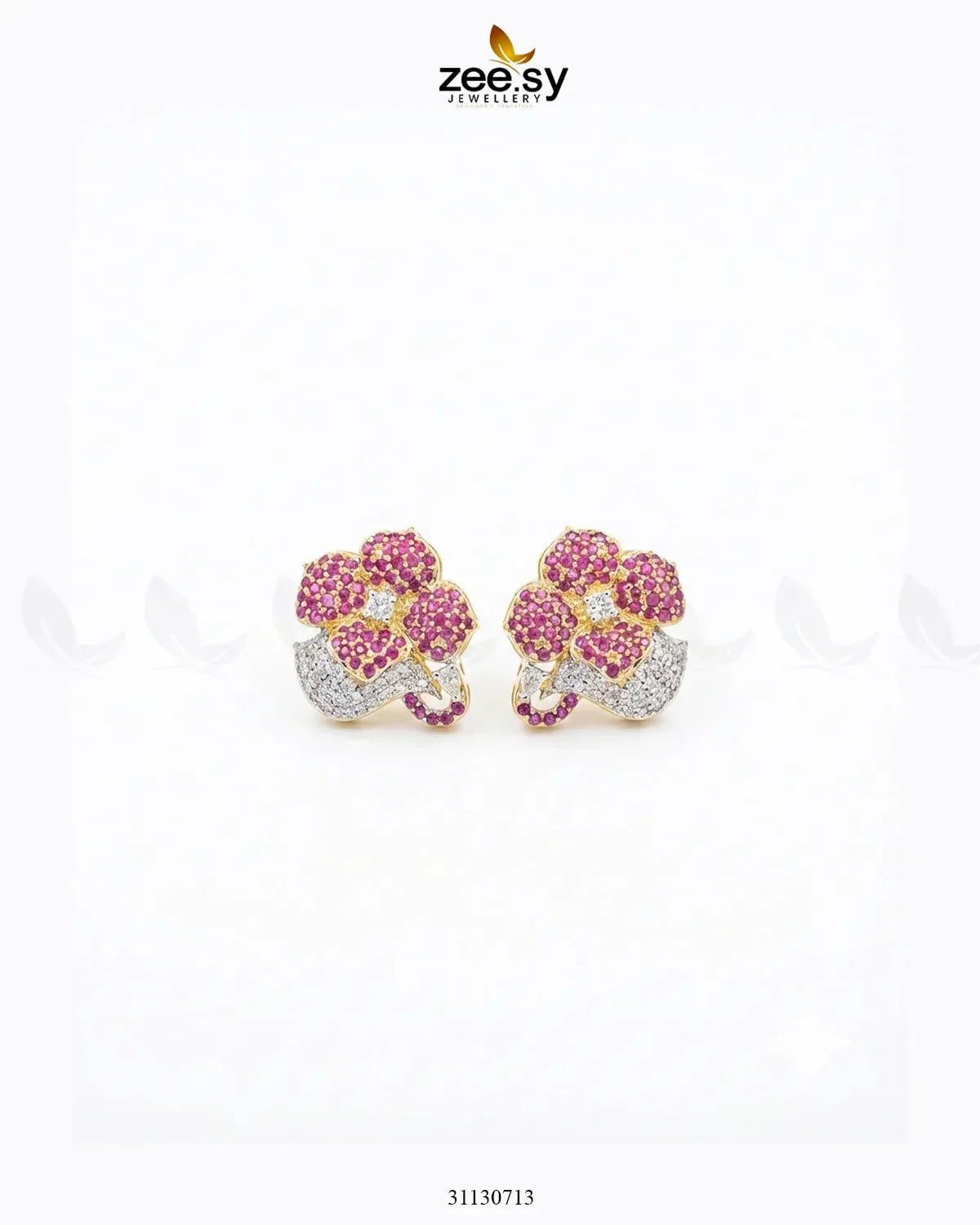 Golden Sapphires Floral Crystal Earrings