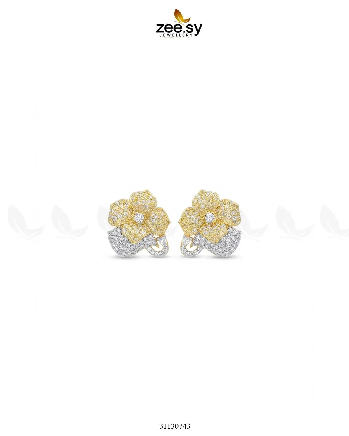 Golden Sapphires Floral Crystal Earrings