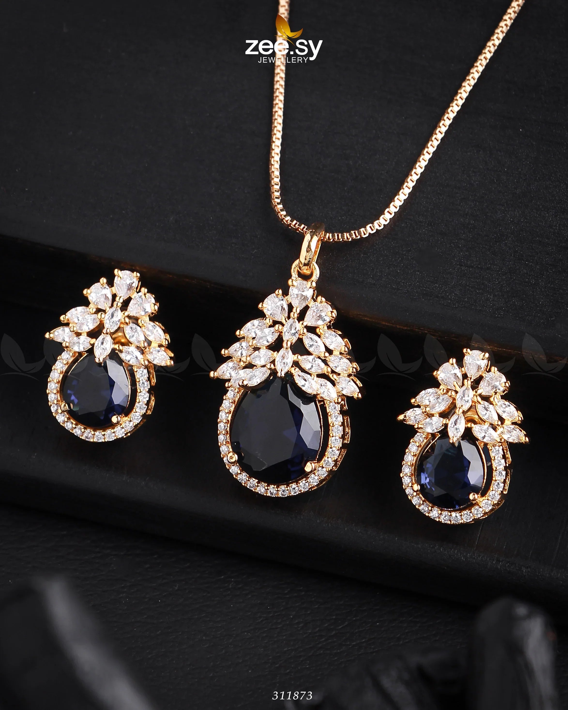 Zara's Pendant Set Golden Blue - Zeesy Jewellery