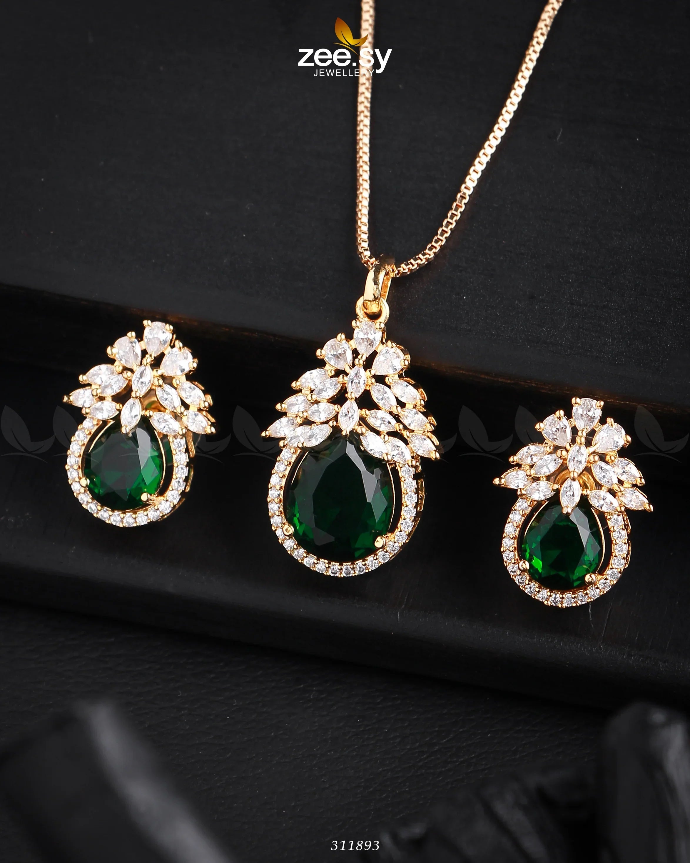 Zara's Pendant Set Golden Green - Zeesy Jewellery