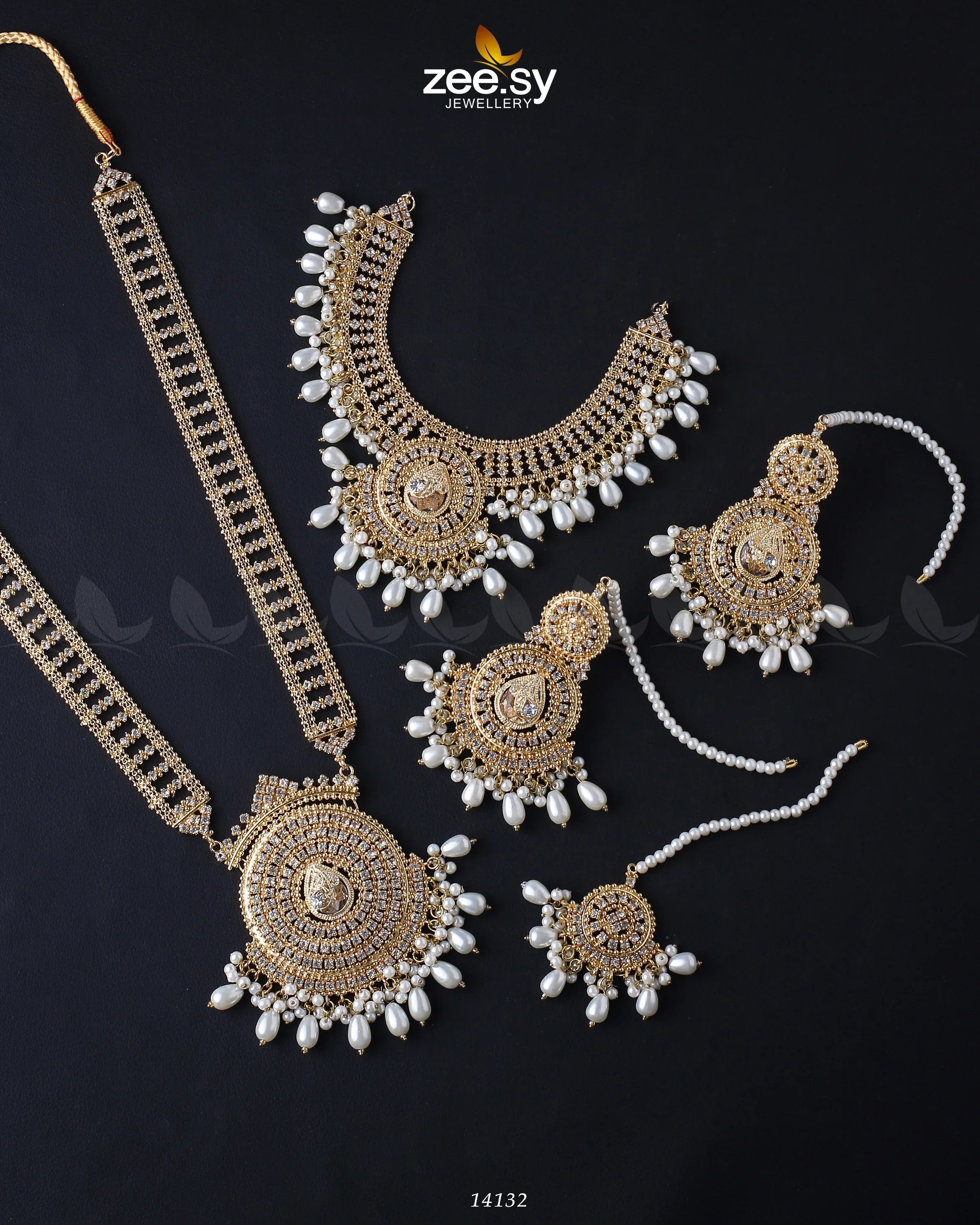 Sofia's Bridal Set Golden Pearl - Zeesy Jewellery