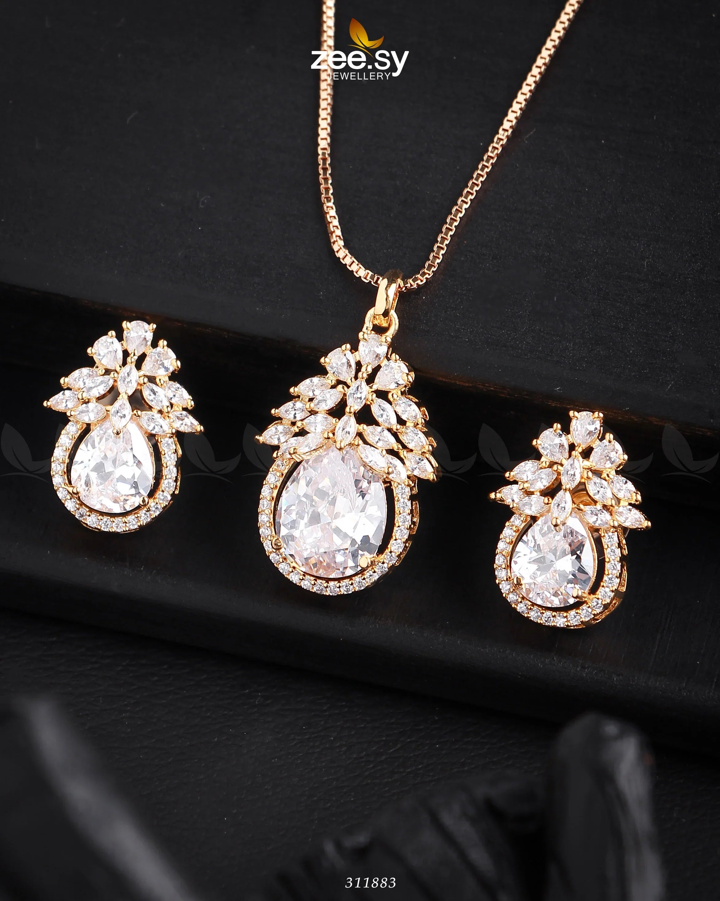 Zara's Pendant Set Golden White - Zeesy Jewellery
