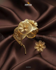 Grand Floral Statement Bangle Ring Set - Zeesy Jewellery
