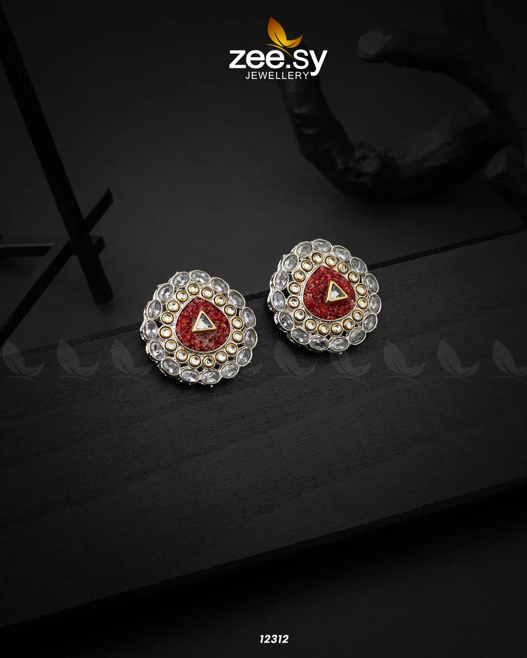Granite Earrings Red - Zeesy Jewellery