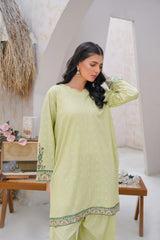 Qurb Stitched 2 Piece Summer Collection'2025-Green Mila