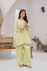 Qurb Stitched 2 Piece Summer Collection'2025-Green Mila