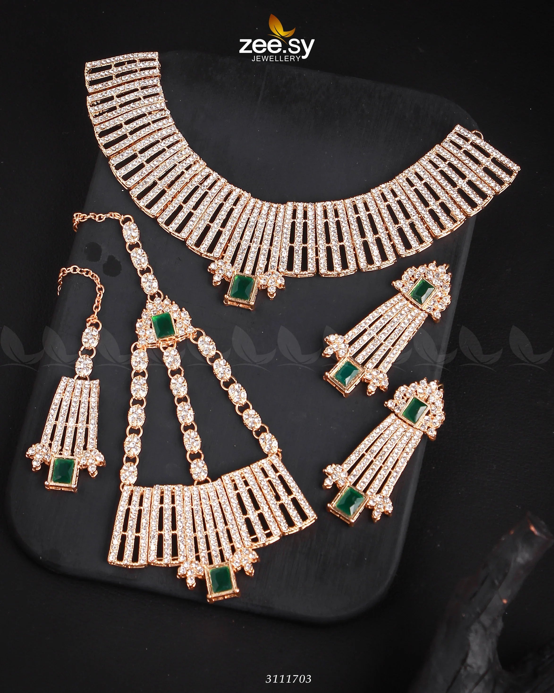Bismah Maroof Bridal Sets Golden Green - Zeesy Jewellery