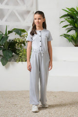 Sprinkles Stitched 1 Piece Summer Jumpsuit Kids Collection'2025-Grey - Jersey Jumpsuit