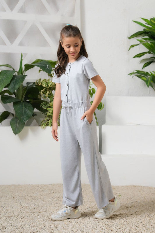 Sprinkles Stitched 1 Piece Summer Jumpsuit Kids Collection'2025-Grey - Jersey Jumpsuit