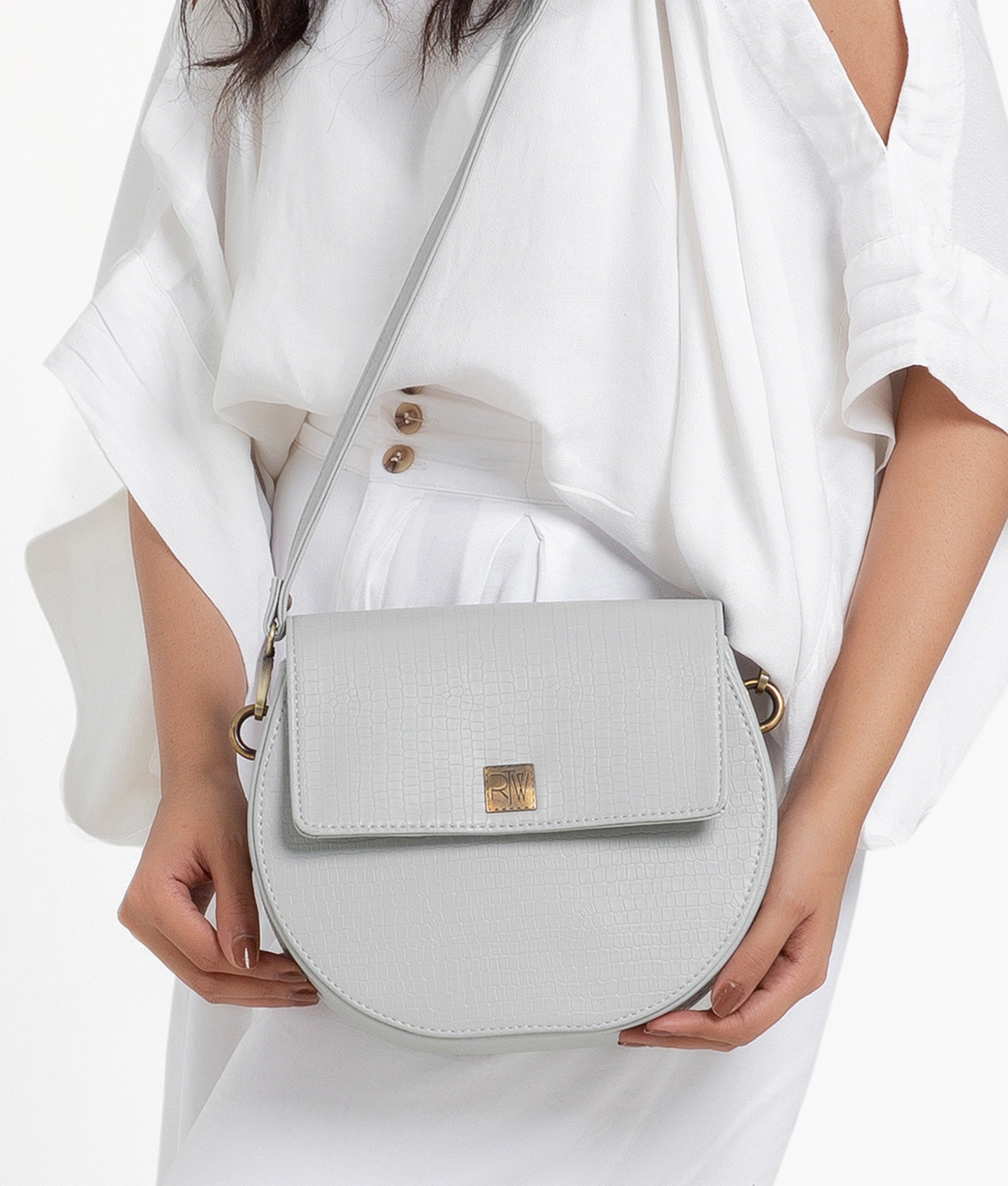 RTW Creation - Grey crocodile saddle bag
