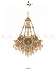 Gulnar Floral Beads Jhumar Golden Champagne - Zeesy Jewellery