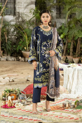 Dhaga Stitched 3 Piece Summer Suit-Royal azure