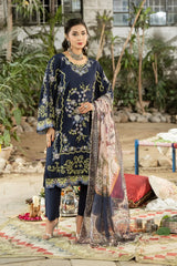 Dhaga Stitched 3 Piece Summer Suit-Royal azure