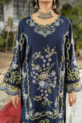 Dhaga Stitched 3 Piece Summer Suit-Royal azure