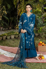 Dhaga Stitched 3 Piece Embroidered Summer Suit-Twillight Charm