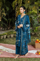Dhaga Stitched 3 Piece Embroidered Summer Suit-Twillight Charm