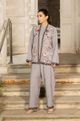 Dhaga Stitched 3 Piece Embroidered Summer Suit-Sora