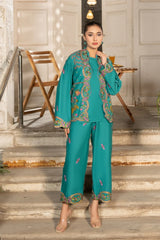 Dhaga Stitched 3 Piece Embroidered Summer Suit-Daria