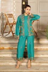 Dhaga Stitched 3 Piece Embroidered Summer Suit-Daria