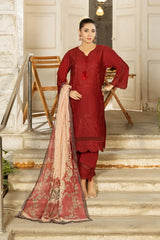 Dhaga Stitched 3 Piece Summer Suit-Ruby dusk
