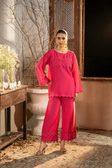 Dhaga Stitched Summer Women Suit-Vintage Rose
