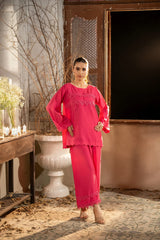 Dhaga Stitched Summer Women Suit-Vintage Rose