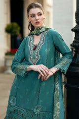 Hemline Odyssey By Mushq Unstitched 3 Piece Luxury Emb Lawn Suit-HMC-04-Whispering Waves