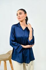 WestWalk By Mashrib Western Shirts Collection'2025-Blue Silk Shirt
