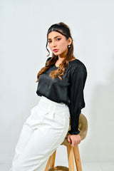 WestWalk By Mashrib Western Shirts Collection'2025-Black Silk Top