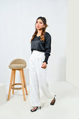 WestWalk By Mashrib Western Shirts Suit-Black Silk Top