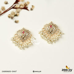 HYDERABADI EARRINGS-0447 Red - Zeesy Jewellery