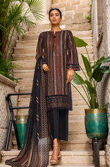 Damask By HZ Stitched 3 Piece Prints Jacquard Suit-DPJ-036-Multi